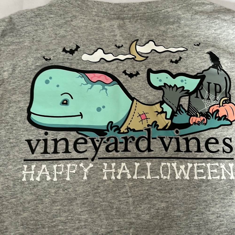 Vineyard Vines Kids Long Sleeve Tee - Gray with Teal Whale